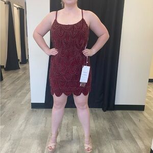 Rachel Allan Red Spaghetti Strap Sheath Mini Dress